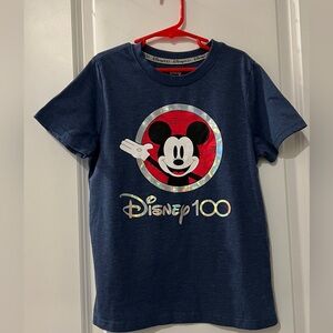 Disney 100 Kids Navy Mickey Mouse Tee Size 7-8